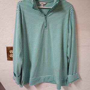 Croft & Barrow Teal Striped Women's Sweatshirt